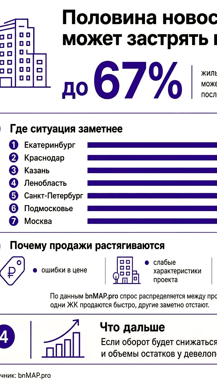 Кризис на рынке новостроек: более половины квартир могут остаться без покупателей на два года