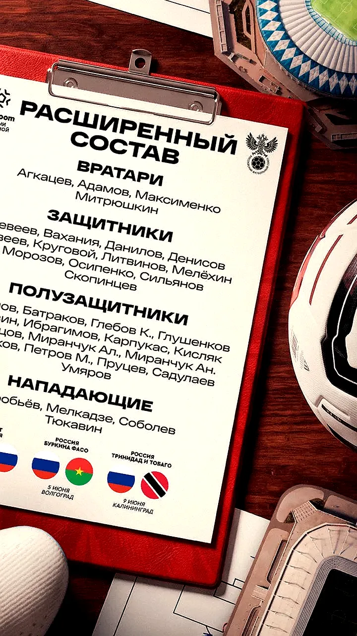 Сборная России по футболу объявила расширенный состав на матчи с Египтом, Буркина Фасо и Тринидадом и Тобаго