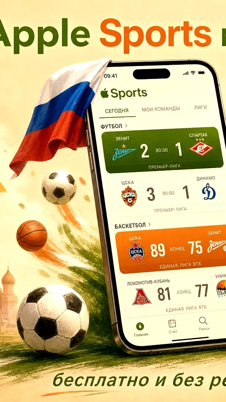 Apple Sports теперь доступно в российском App Store с поддержкой ЧМ по футболу 2026
